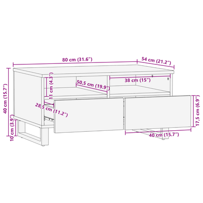 Soffbord Vit Svart med låda med lagring 80 x 50 x 40 cm