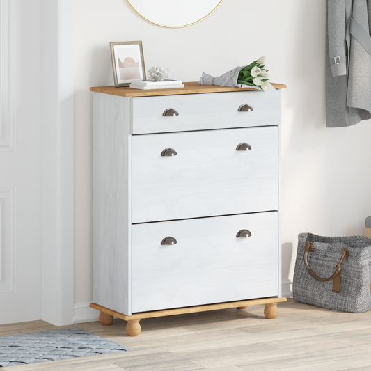 Skoställ Vit 85x35x108 cm Massivt tall