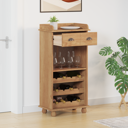 Vinställ med 12 Flaskhållare Honungsbrun Massiv Trä Furu