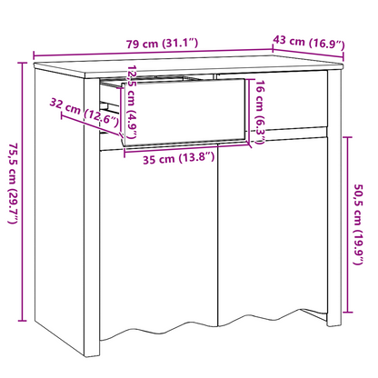 Skänk Vit "DRAMMEN" Vit 79x43x75,5 cm Massivt Trä Furu
