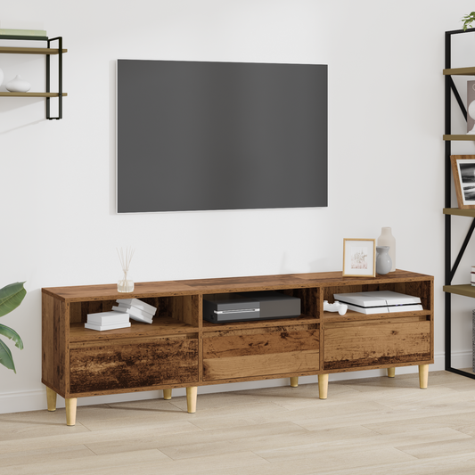 TV-Möbel Åldrat Trä TV-skåp med låda 150 x 30 x 45 cm