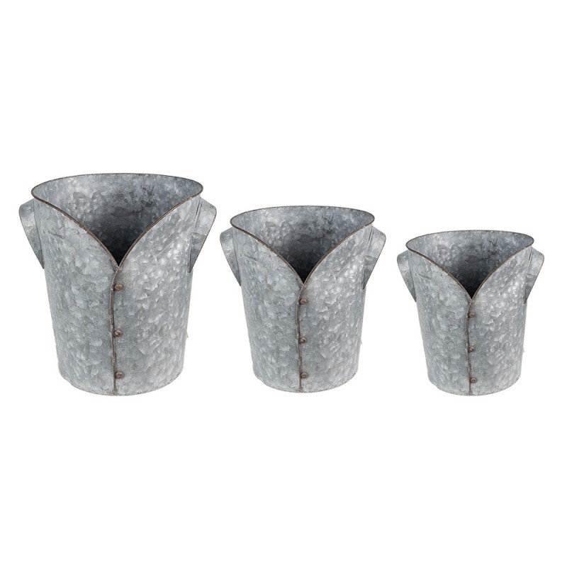 Utomhus Blomstllning Vxthllare 3-pack  25x28 Cm Gr Metallplanterare , hemmetshjarta.se