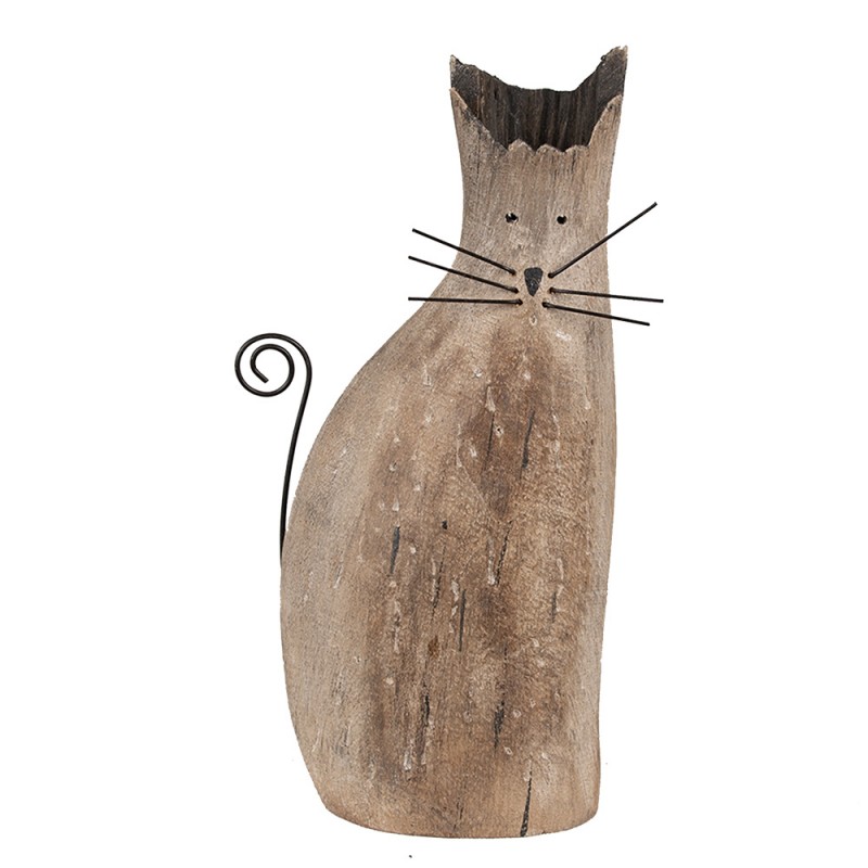 Dekoration Figur Djur Katt 26 Cm Brunt trjrn , hemmetshjarta.se