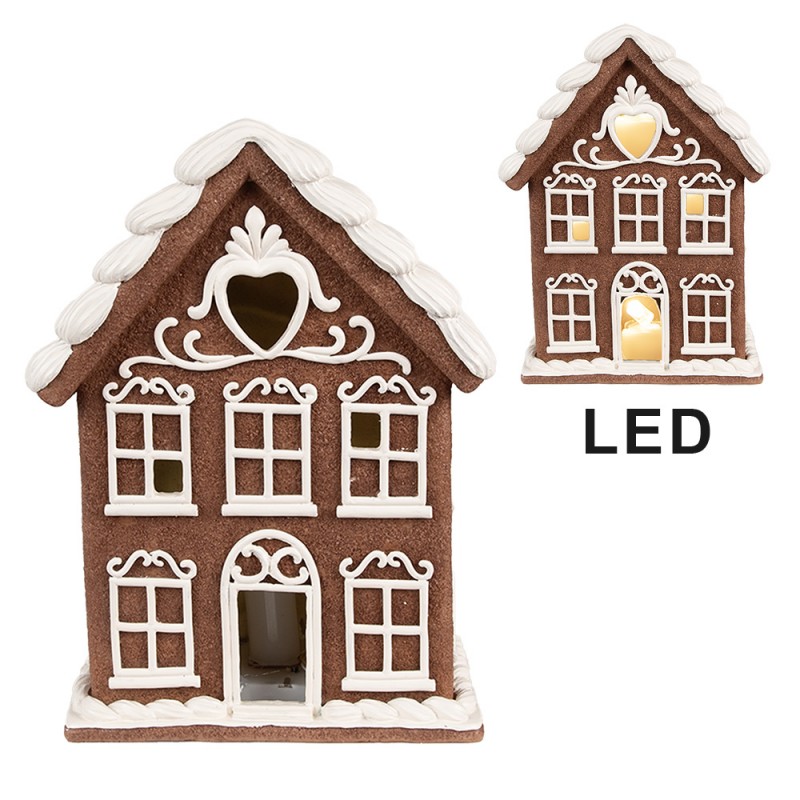 Juldekoration Hus med LED Brun 17x10x22 cm / 3xAAA , hemmetshjarta.se